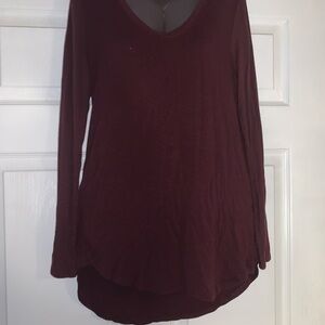 White House Black Market Deep Burgundy Long Sleeve Top
